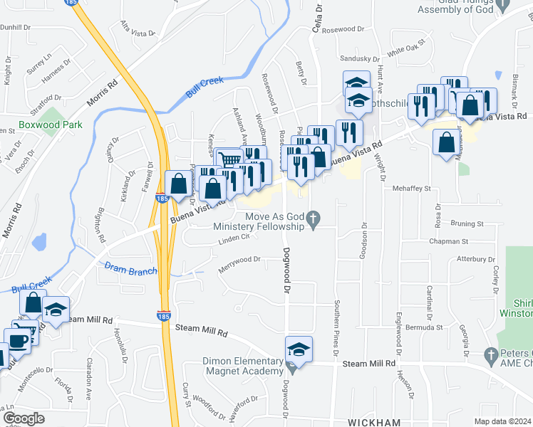 map of restaurants, bars, coffee shops, grocery stores, and more near 4156 Linden Circle in Columbus