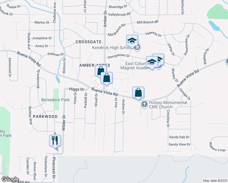 map of restaurants, bars, coffee shops, grocery stores, and more near 852 Arlington Drive in Columbus