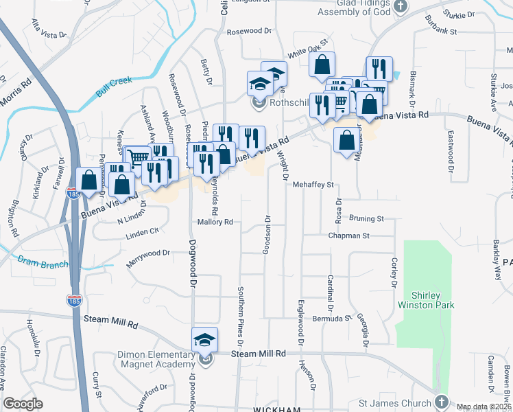 map of restaurants, bars, coffee shops, grocery stores, and more near 864 Woodcliff Court in Columbus
