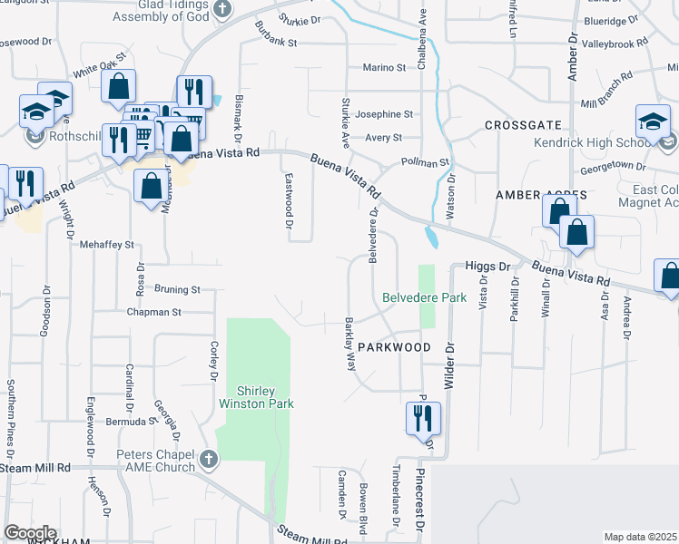 map of restaurants, bars, coffee shops, grocery stores, and more near 855 Barklay Way in Columbus