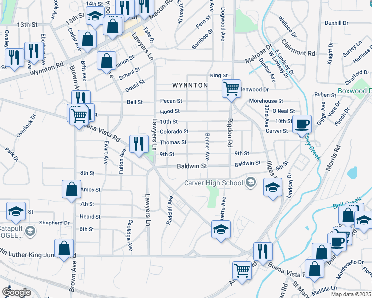 map of restaurants, bars, coffee shops, grocery stores, and more near 903 Samson Avenue in Columbus