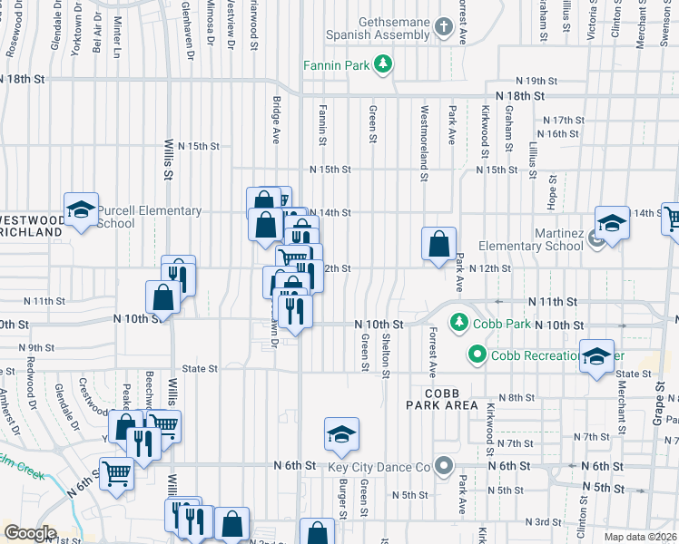 map of restaurants, bars, coffee shops, grocery stores, and more near 1150 Burger St in Abilene
