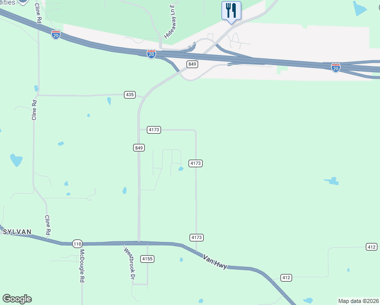 map of restaurants, bars, coffee shops, grocery stores, and more near 13499 County Road 4173 in Tyler