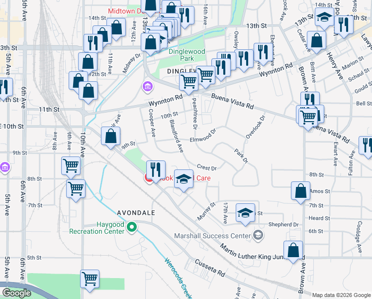 map of restaurants, bars, coffee shops, grocery stores, and more near 856 Blandford Avenue in Columbus