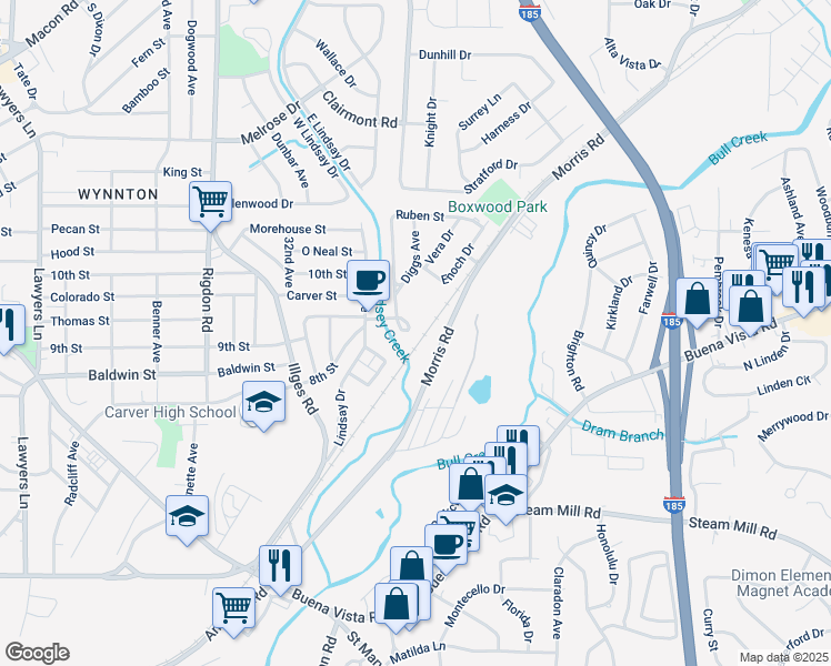 map of restaurants, bars, coffee shops, grocery stores, and more near 925 Decatur Court in Columbus