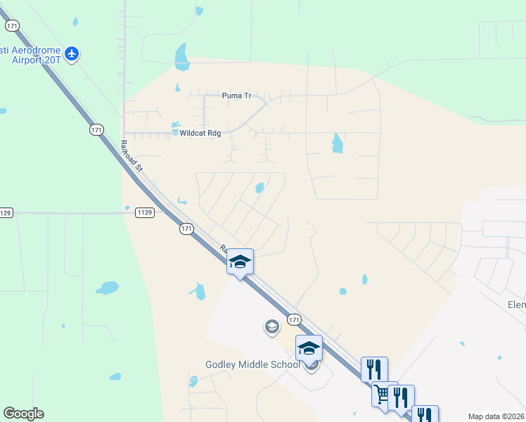 map of restaurants, bars, coffee shops, grocery stores, and more near 301 Mercy Street in Godley