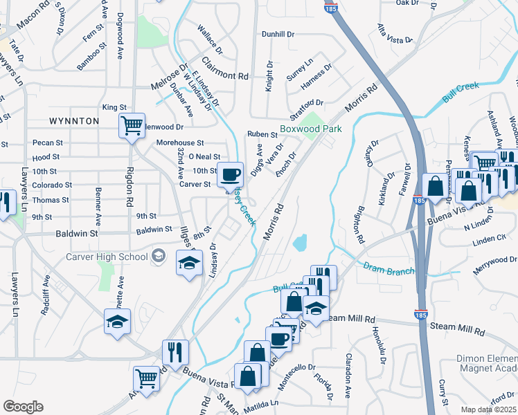 map of restaurants, bars, coffee shops, grocery stores, and more near 925 Decatur Court in Columbus