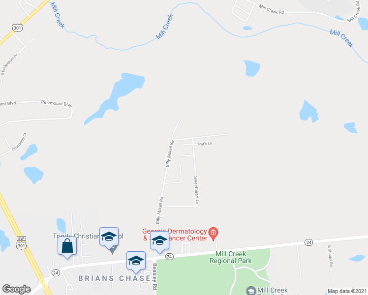 map of restaurants, bars, coffee shops, grocery stores, and more near 902 Trevor Lane in Statesboro