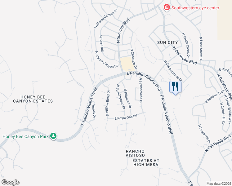 map of restaurants, bars, coffee shops, grocery stores, and more near 1059 East Waldorf Court in Oro Valley