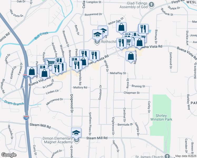 map of restaurants, bars, coffee shops, grocery stores, and more near 864 Woodcliff Court in Columbus