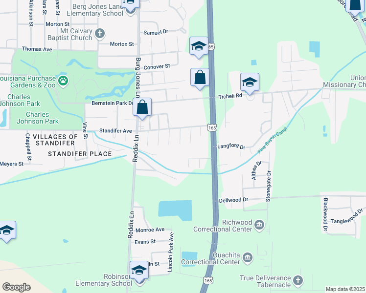 map of restaurants, bars, coffee shops, grocery stores, and more near 113 George Cir in Monroe