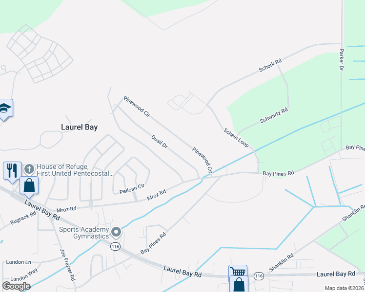 map of restaurants, bars, coffee shops, grocery stores, and more near 4325 Quail Drive in Beaufort