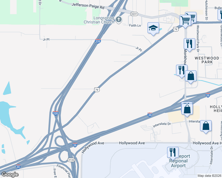 map of restaurants, bars, coffee shops, grocery stores, and more near 5315 Greenwood Road in Shreveport