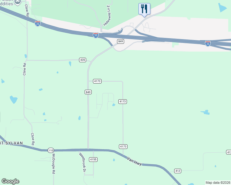 map of restaurants, bars, coffee shops, grocery stores, and more near 13499 County Road 4173 in Tyler