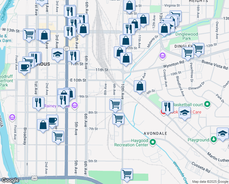 map of restaurants, bars, coffee shops, grocery stores, and more near 920 9th Avenue in Columbus