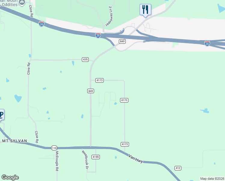 map of restaurants, bars, coffee shops, grocery stores, and more near 301 Kingdom Boulevard in Lindale