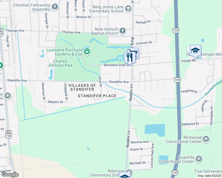 map of restaurants, bars, coffee shops, grocery stores, and more near 2-98 Savella Cir in Monroe
