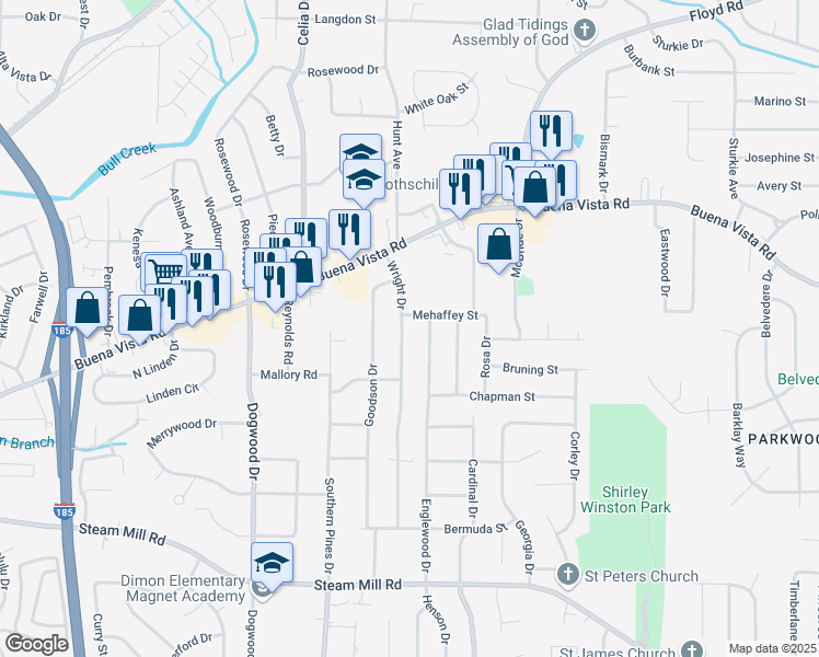 map of restaurants, bars, coffee shops, grocery stores, and more near 868 Wright Drive in Columbus