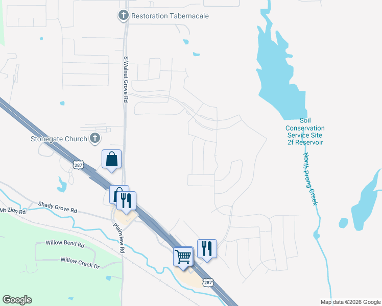 map of restaurants, bars, coffee shops, grocery stores, and more near 1874 South Walnut Grove Road in Midlothian