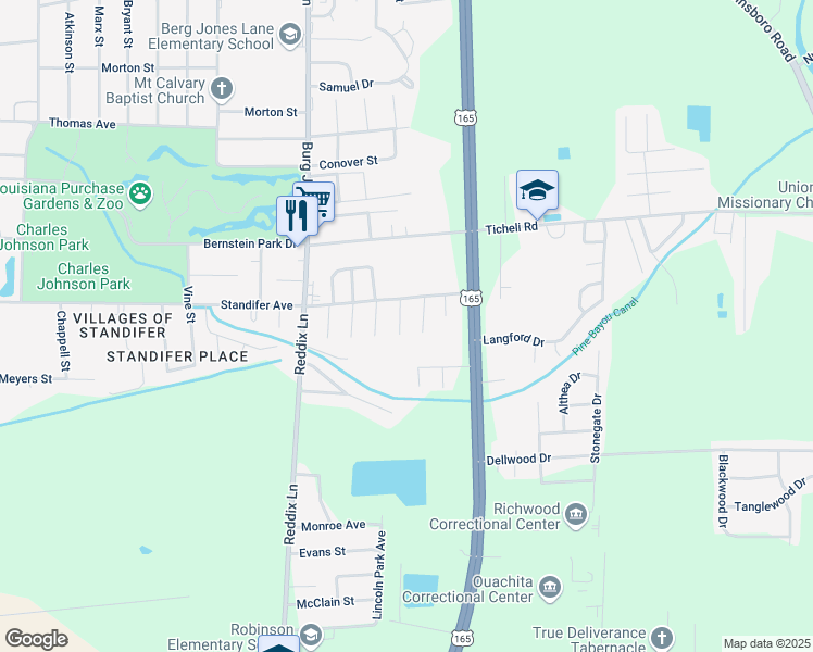 map of restaurants, bars, coffee shops, grocery stores, and more near 113 George Cir in Monroe
