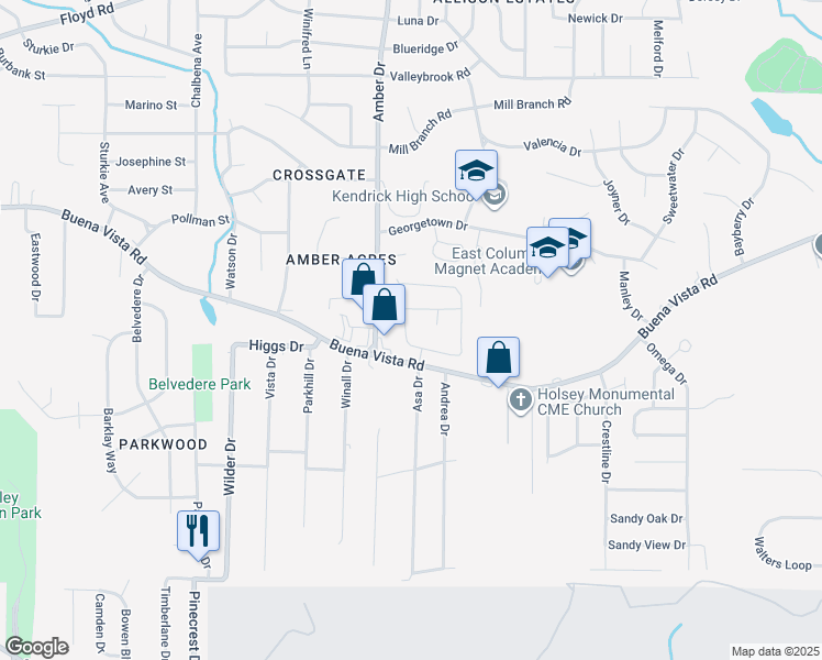 map of restaurants, bars, coffee shops, grocery stores, and more near 852 Arlington Drive in Columbus