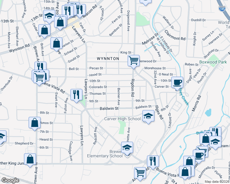 map of restaurants, bars, coffee shops, grocery stores, and more near 915 Benner Avenue in Columbus