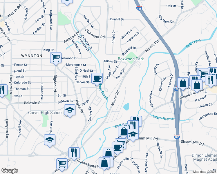 map of restaurants, bars, coffee shops, grocery stores, and more near 925 Decatur Court in Columbus