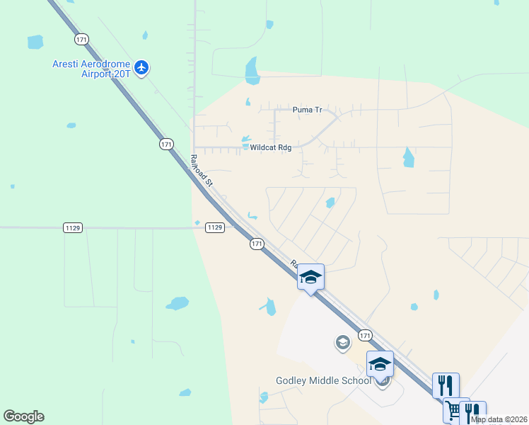 map of restaurants, bars, coffee shops, grocery stores, and more near in Godley