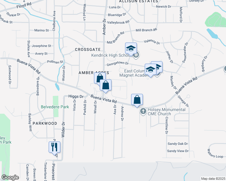 map of restaurants, bars, coffee shops, grocery stores, and more near 5817 Stafford Lane in Columbus