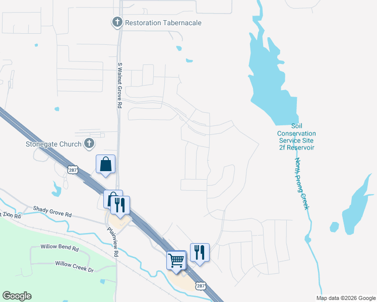 map of restaurants, bars, coffee shops, grocery stores, and more near 1744 South Walnut Grove Road in Midlothian
