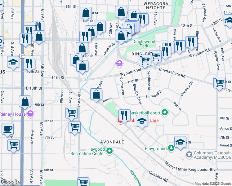 map of restaurants, bars, coffee shops, grocery stores, and more near 917 Oakview Avenue in Columbus