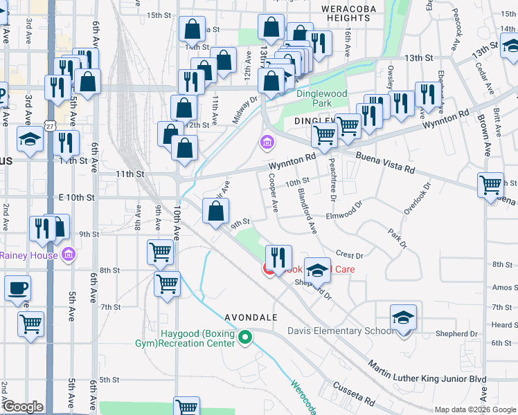 map of restaurants, bars, coffee shops, grocery stores, and more near 931 Oakview Avenue in Columbus