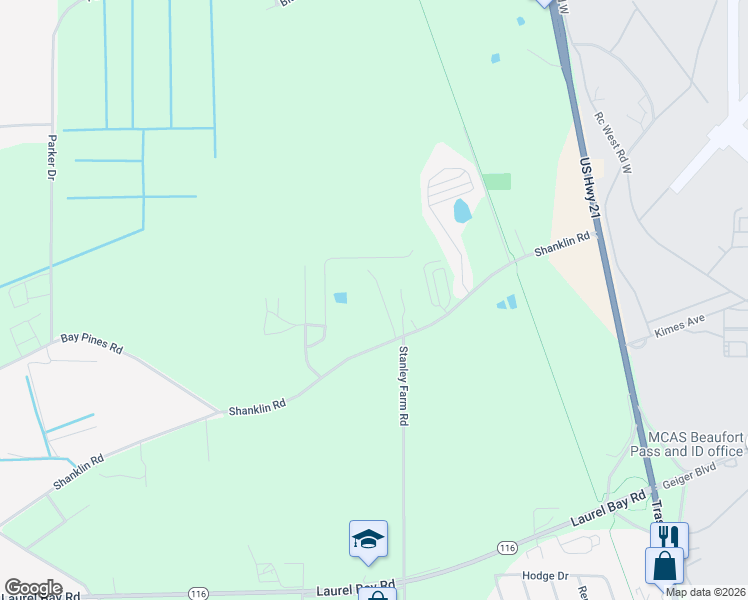 map of restaurants, bars, coffee shops, grocery stores, and more near 92 State Road S-7-86 in Beaufort