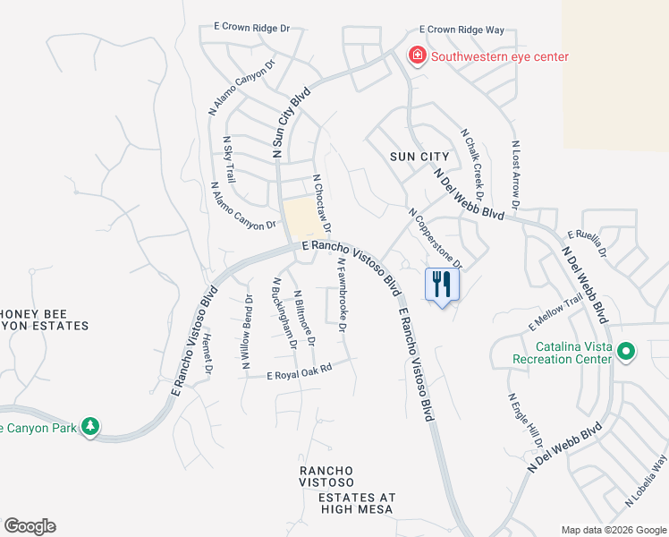 map of restaurants, bars, coffee shops, grocery stores, and more near 14247 North Fawnbrooke Drive in Oro Valley