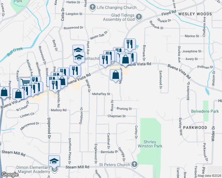 map of restaurants, bars, coffee shops, grocery stores, and more near 913 Lake Rushin Drive in Columbus