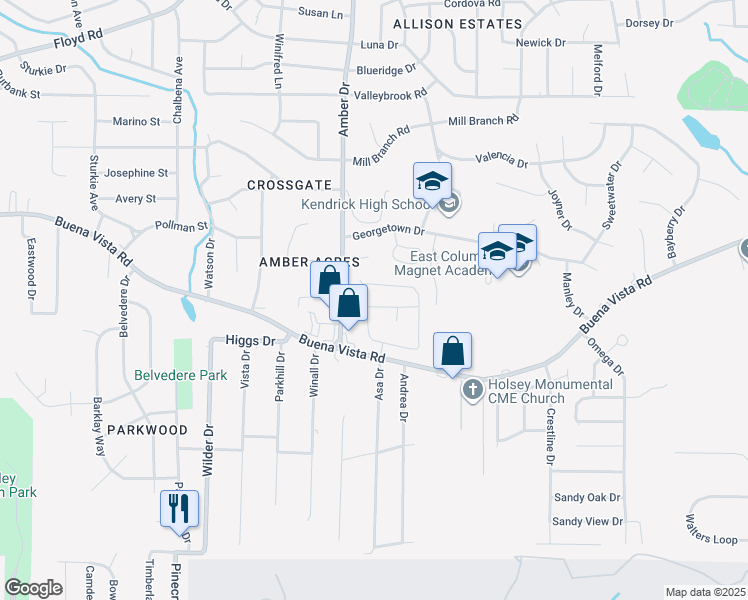 map of restaurants, bars, coffee shops, grocery stores, and more near 5817 Stafford Lane in Columbus