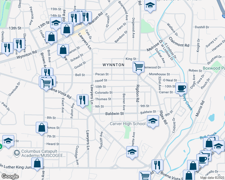 map of restaurants, bars, coffee shops, grocery stores, and more near 956 Samson Avenue in Columbus