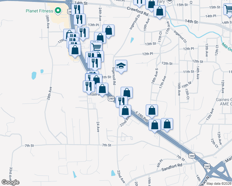 map of restaurants, bars, coffee shops, grocery stores, and more near 431 East 280 Bypass in Phenix City