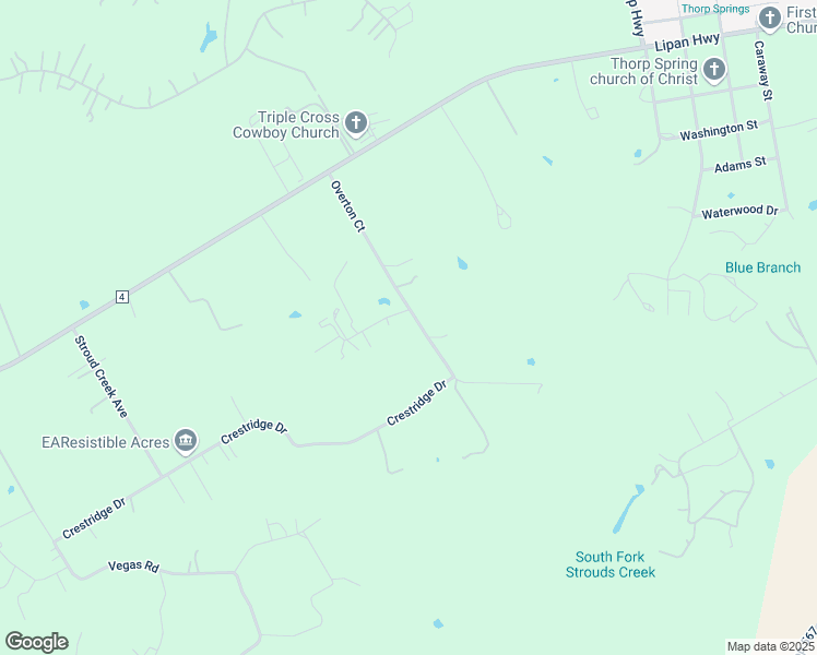 map of restaurants, bars, coffee shops, grocery stores, and more near 2920 Overton Court in Granbury