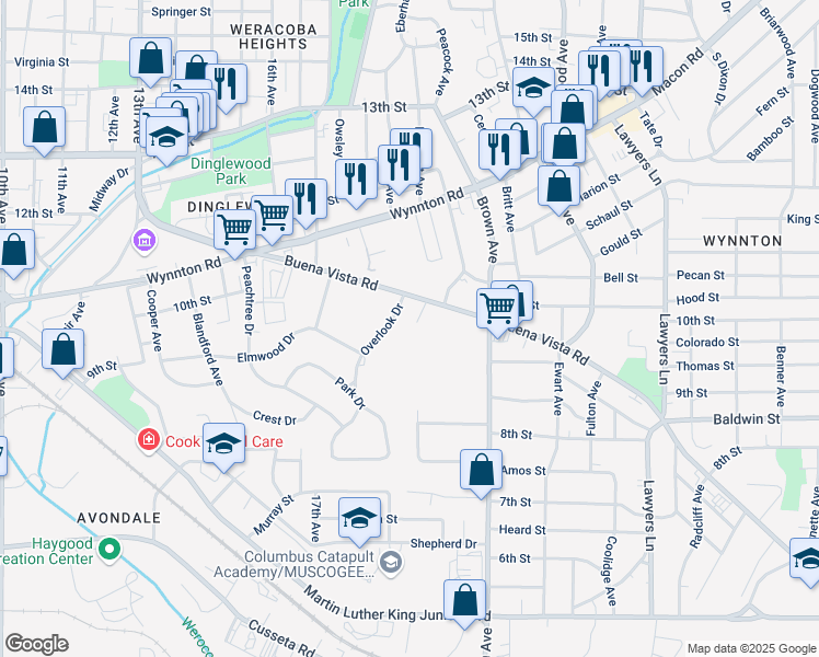 map of restaurants, bars, coffee shops, grocery stores, and more near 93 Lockwood Court in Columbus
