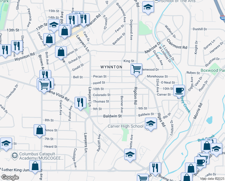 map of restaurants, bars, coffee shops, grocery stores, and more near 956 Samson Avenue in Columbus