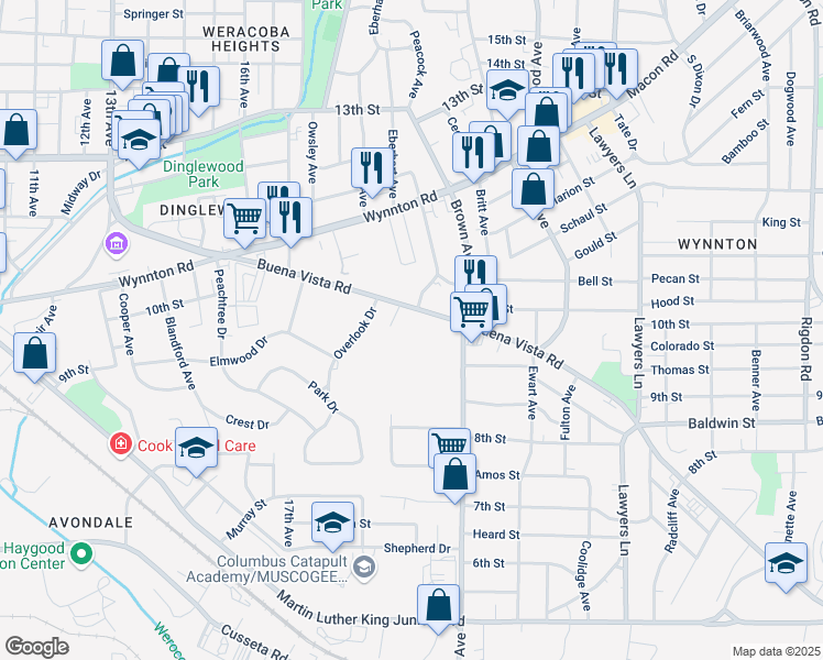 map of restaurants, bars, coffee shops, grocery stores, and more near 93 Lockwood Court in Columbus