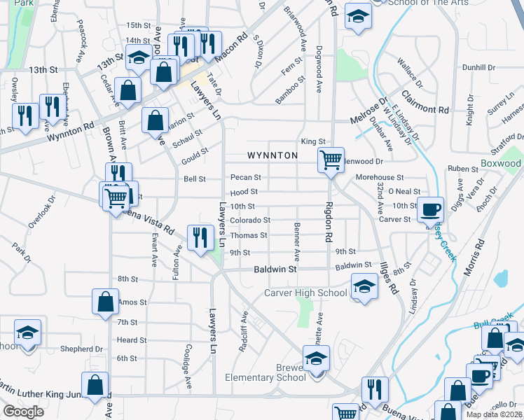 map of restaurants, bars, coffee shops, grocery stores, and more near 956 Samson Avenue in Columbus
