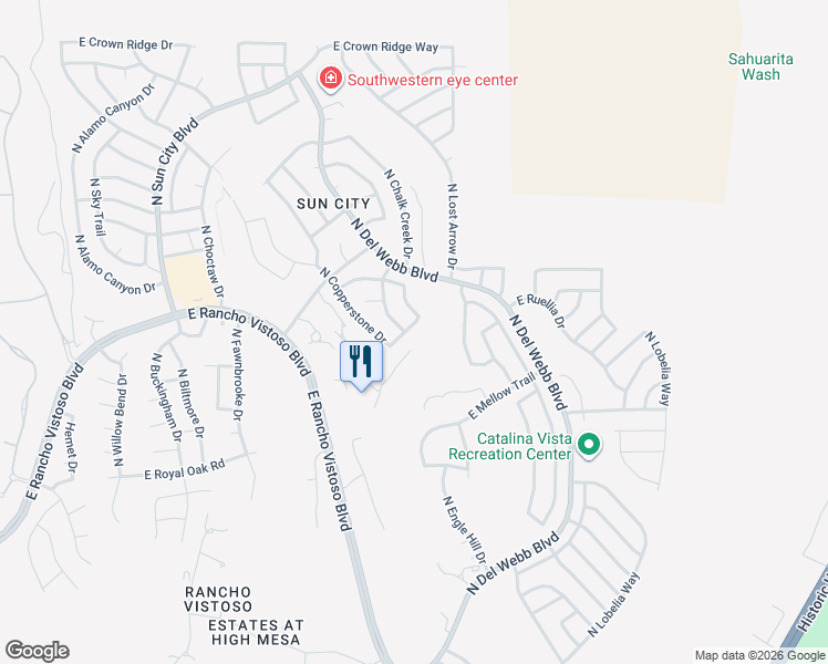 map of restaurants, bars, coffee shops, grocery stores, and more near 1760 East Pennystone Drive in Oro Valley