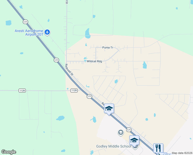 map of restaurants, bars, coffee shops, grocery stores, and more near 1721 Dwelling Place in Godley