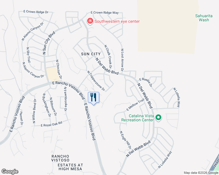 map of restaurants, bars, coffee shops, grocery stores, and more near 14200 North Rusty Gate Trail in Oro Valley