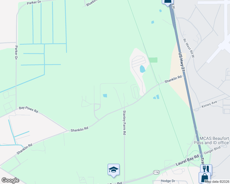 map of restaurants, bars, coffee shops, grocery stores, and more near 92 State Road S-7-86 in Beaufort