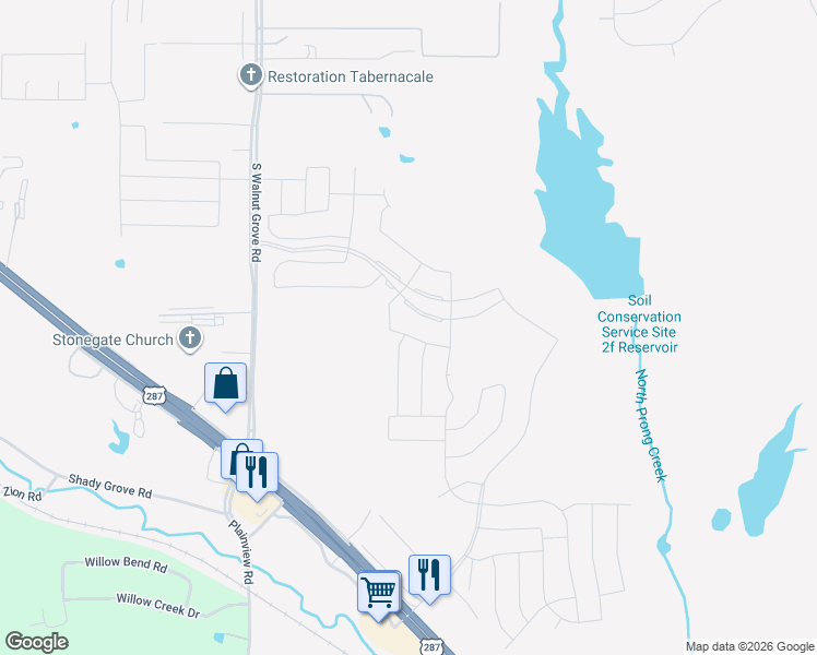 map of restaurants, bars, coffee shops, grocery stores, and more near 1744 South Walnut Grove Road in Midlothian