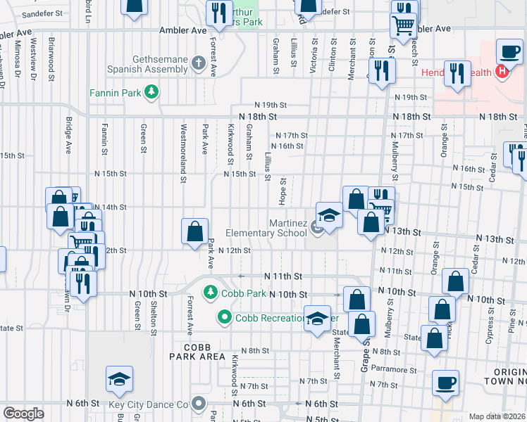 map of restaurants, bars, coffee shops, grocery stores, and more near 1318 Lillius Street in Abilene