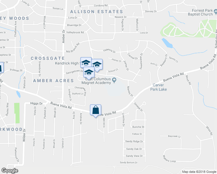 map of restaurants, bars, coffee shops, grocery stores, and more near 954 High Lane in Columbus